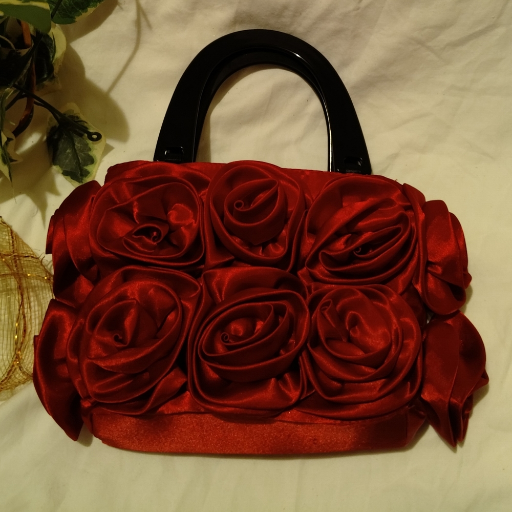 Red Satin Rose Bag